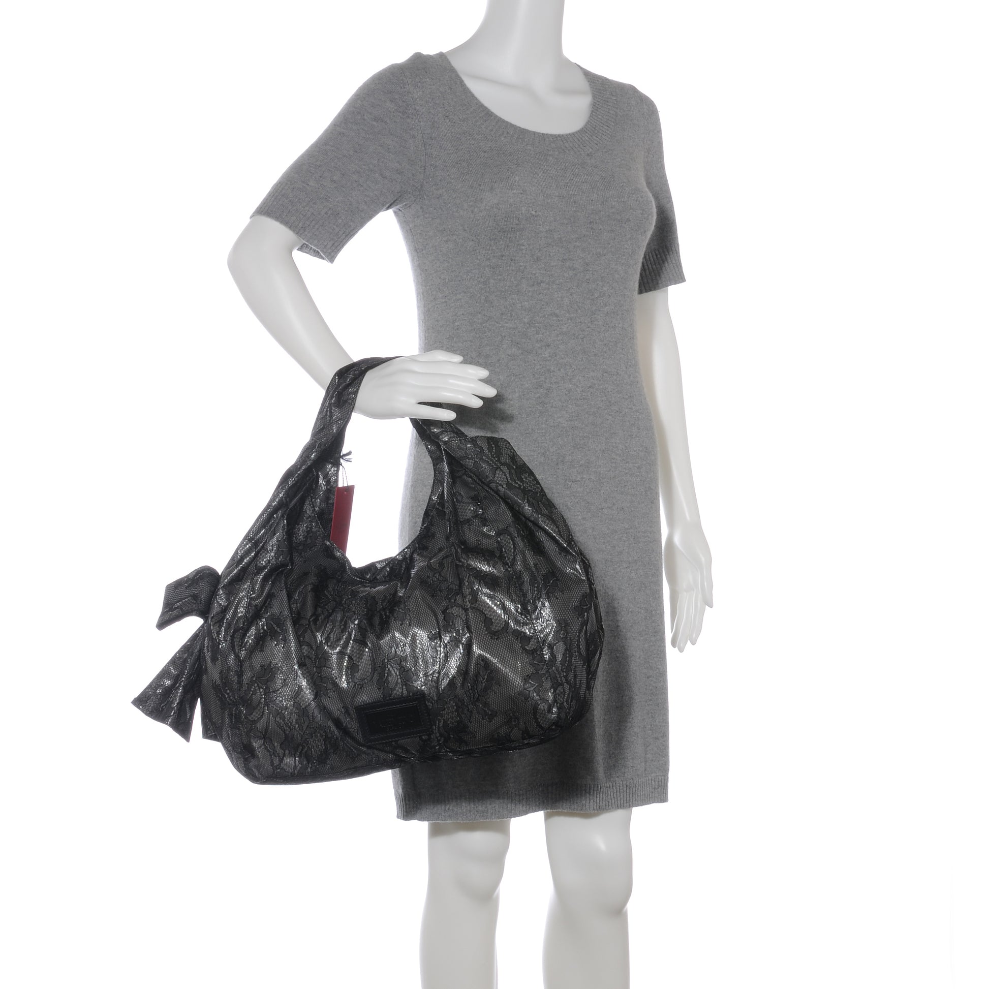 Valentino Garavani Day Lace Large Nuage Bow Hobo Black 2 of 7