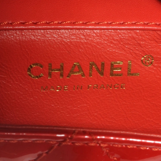 Patent Quilted Reissue Double Flap Clutch Red