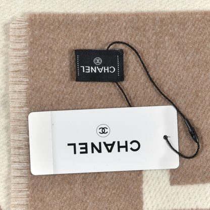 Chanel Cashmere CC Fringe Stole Beige White 4 of 4