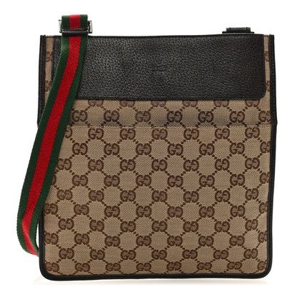 Gucci GG Monogram Web Messenger Crossbody Bag Dark Brown 1 of 8