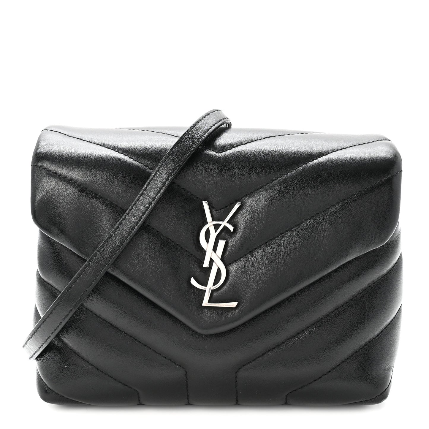 Calfskin Y Quilted Monogram Toy Loulou Crossbody Bag Black