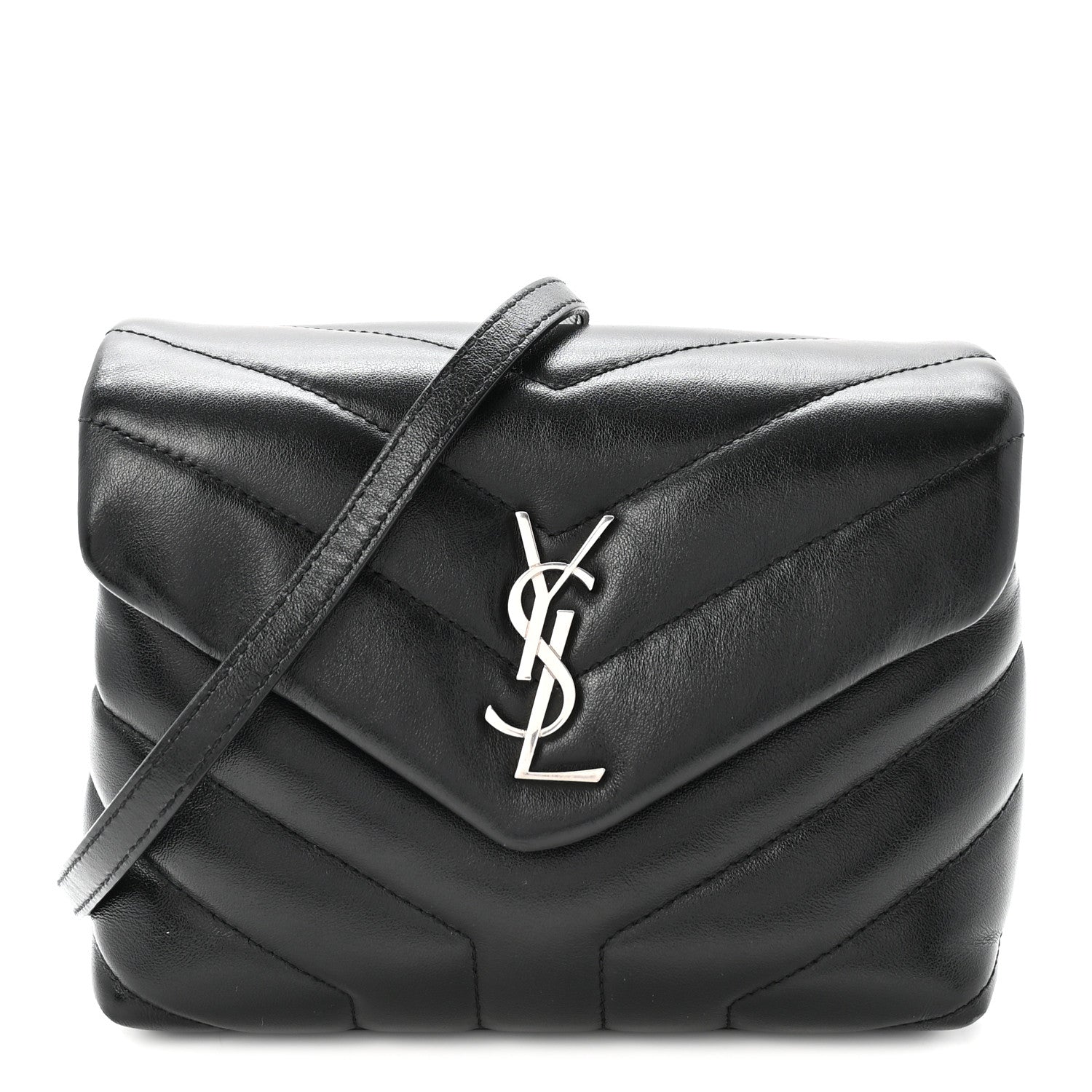 Saint Laurent Calfskin Y Quilted Monogram Toy Loulou Crossbody Bag Black 1 of 9