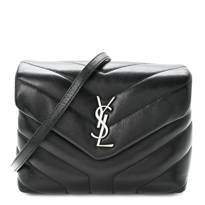Saint Laurent Calfskin Y Quilted Monogram Toy Loulou Crossbody Bag Black 1 of 9