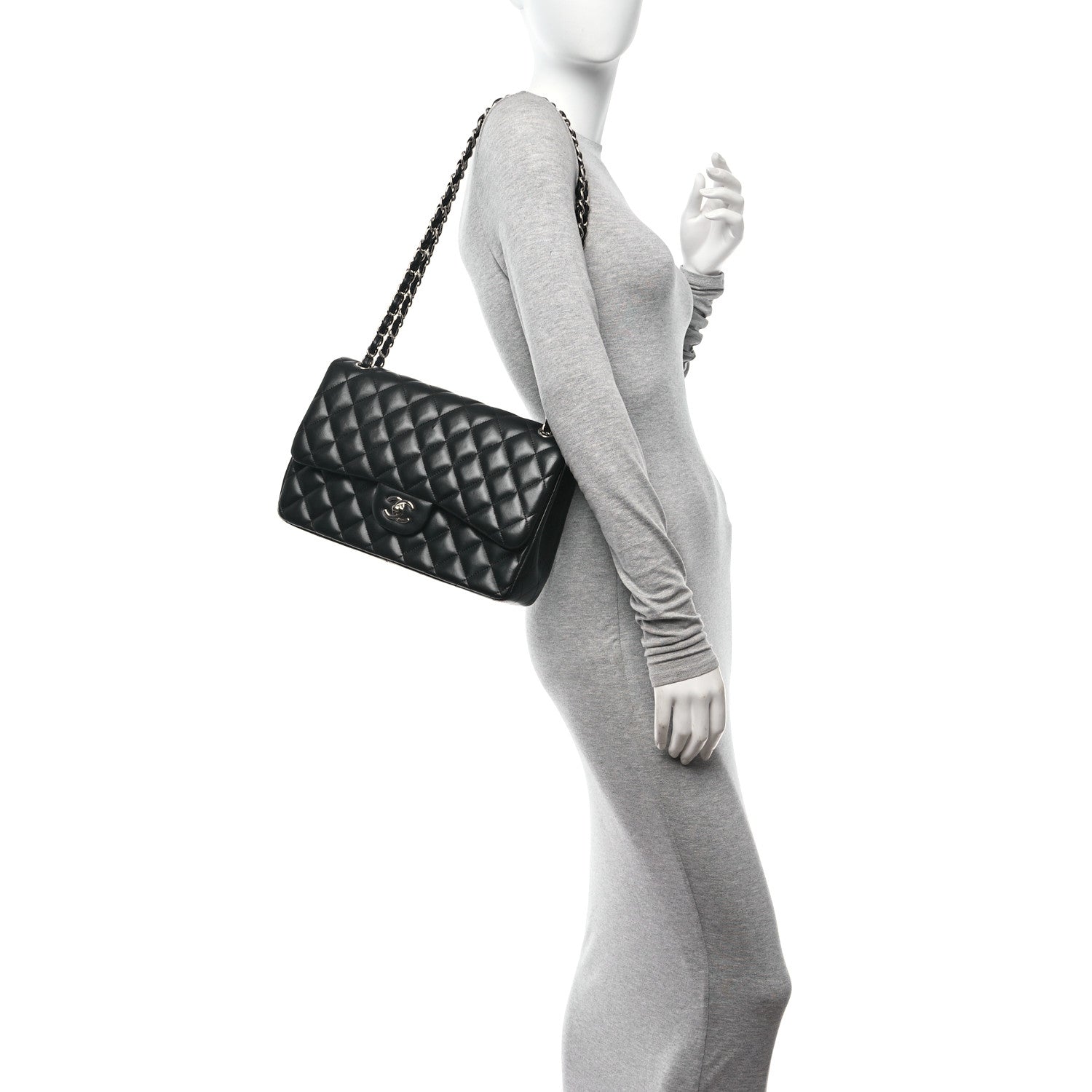 Chanel Lambskin Quilted Jumbo Double Flap Black 2 of 11