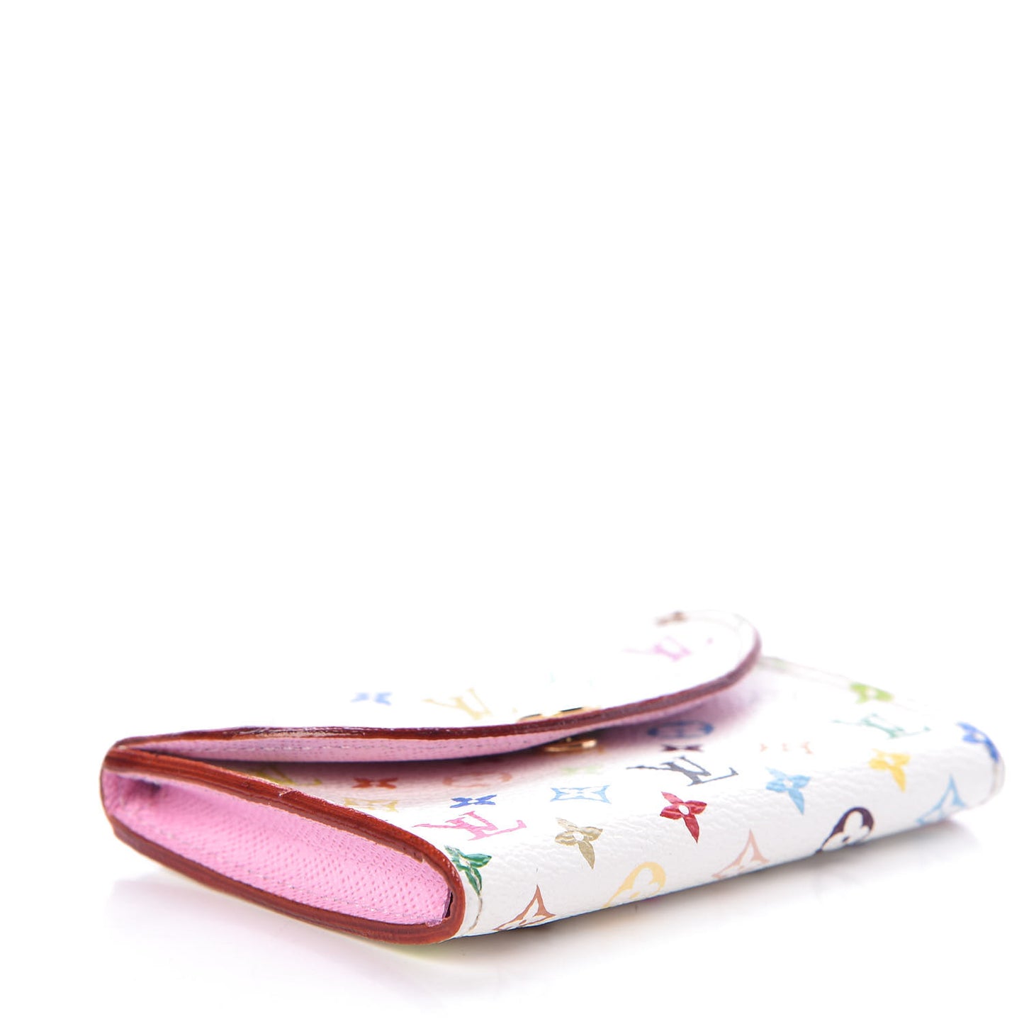 Monogram Multicolor Business Card Holder White Litchi