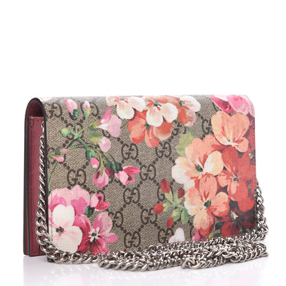Gucci GG Supreme Monogram Blooms Chain Wallet Beige Multicolor Dry Rose 3 of 10