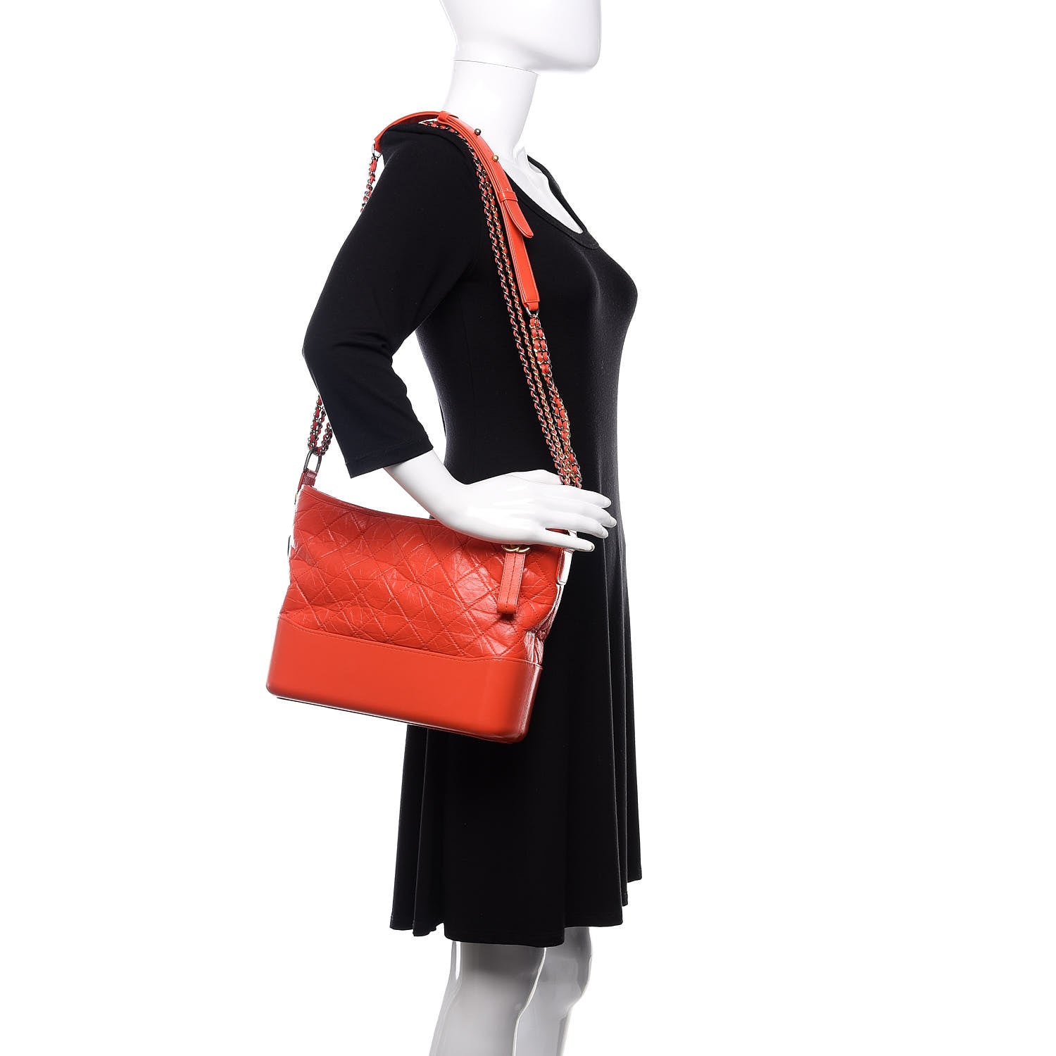 Chanel Aged Calfskin Quilted Medium Gabrielle Hobo Red 3 of 13