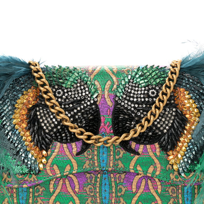 Gucci Metallic Brocade Calfskin Parrot Chain Wallet Blue Mulitcolor 8 of 11