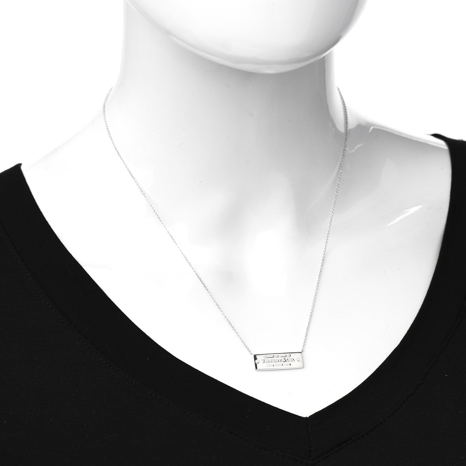 Tiffany Sterling Silver Diamond Return To Tiffany ID Pendant Necklace 2 of 6