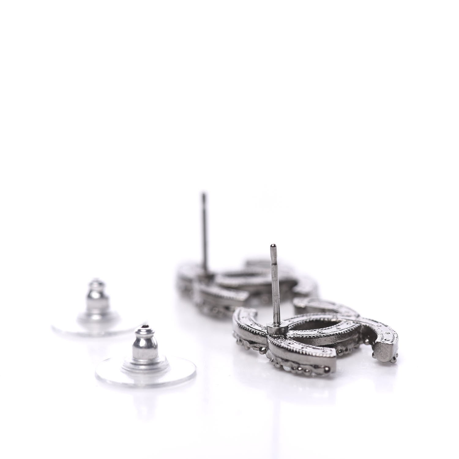 Chanel Ruthenium Crystal Pearl Caviar Earrings 3 of 5