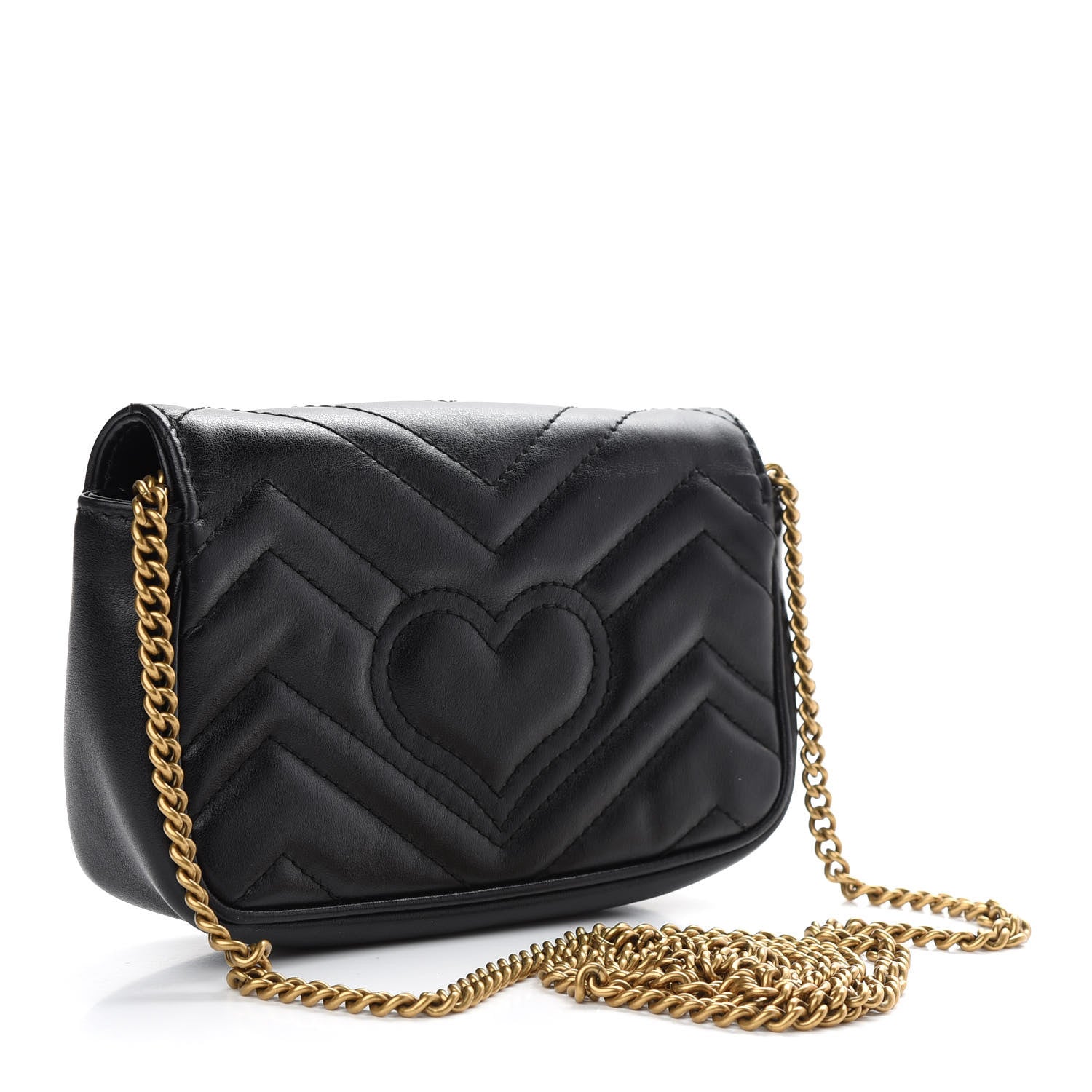 Gucci Calfskin Matelasse Super Mini GG Marmont Shoulder Bag Black 3 of 10