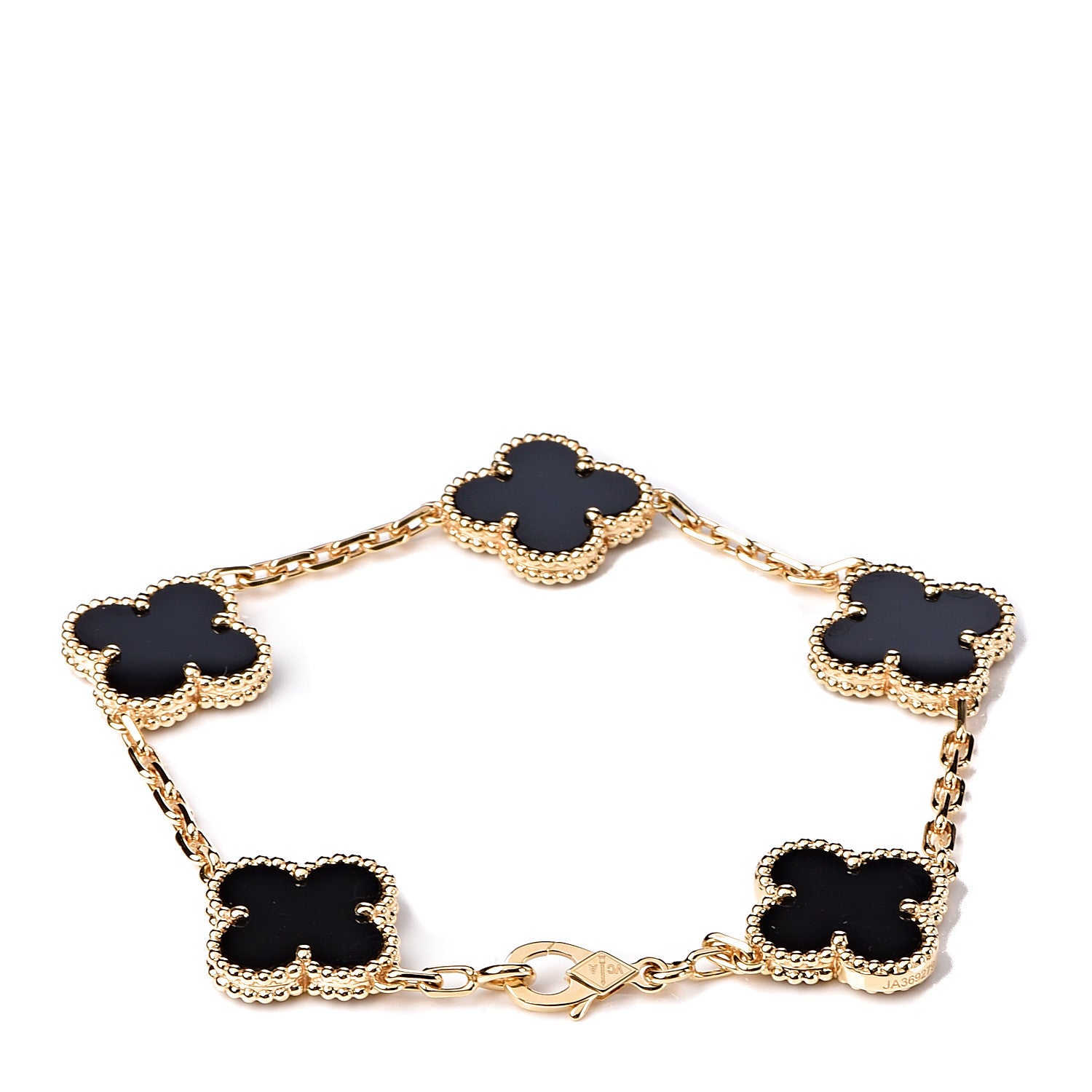 Van Cleef & Arpels 18K Yellow Gold Black Onyx 5 Motifs Vintage Alhambra Bracelet 3 of 6