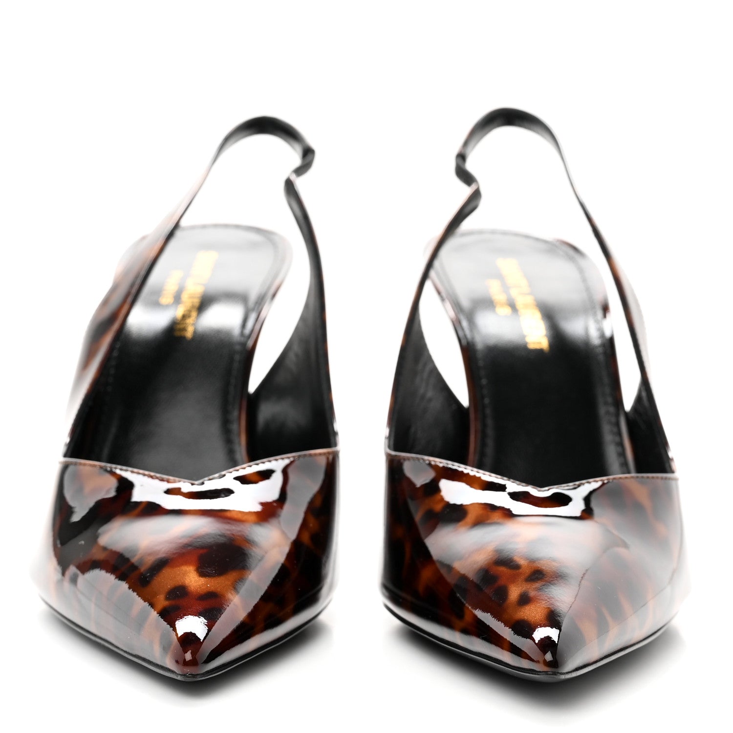Saint Laurent Patent Kiki Tortoise Slingback 85 Pumps 38 Black 2 of 9