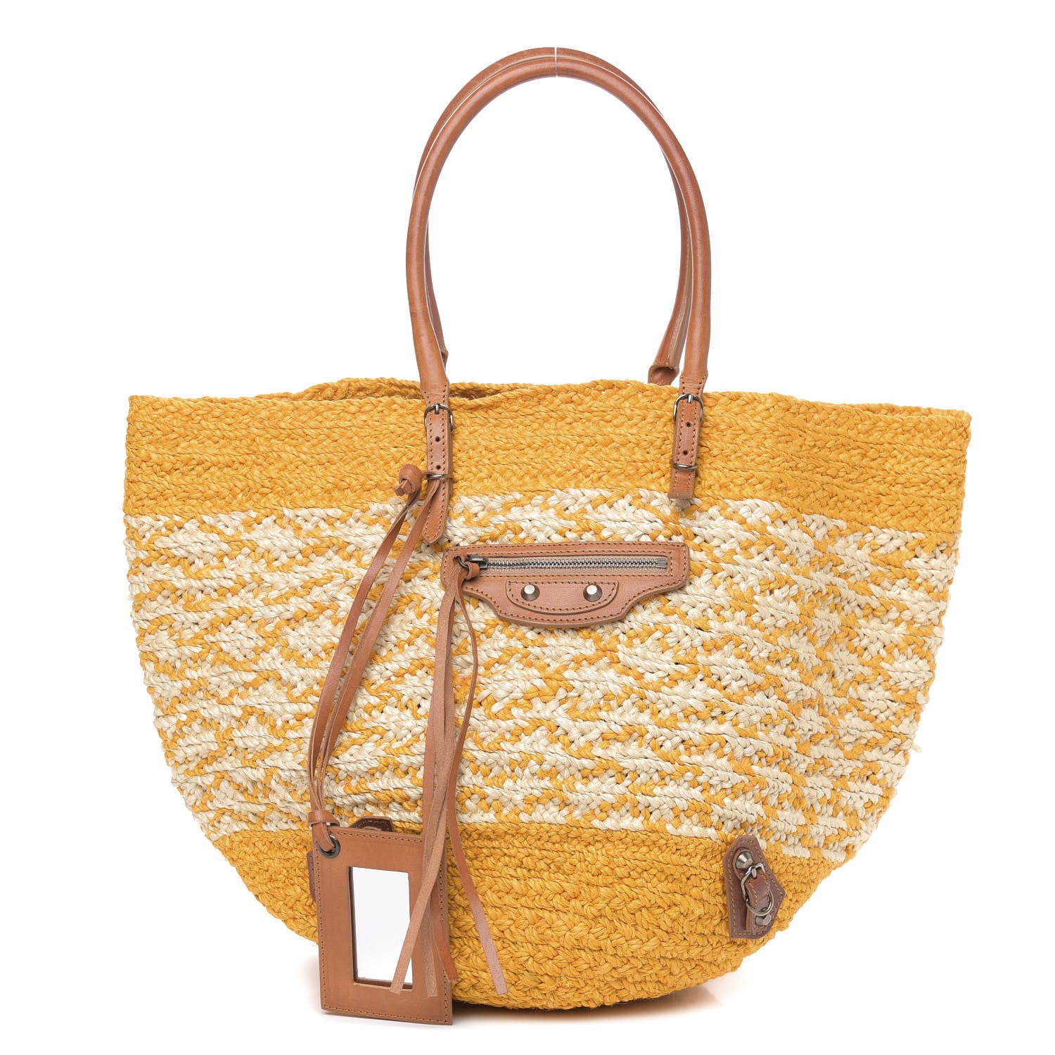Balenciaga Straw Panier Basket Tote Yellow 1 of 11