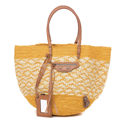 Balenciaga Straw Panier Basket Tote Yellow 1 of 11