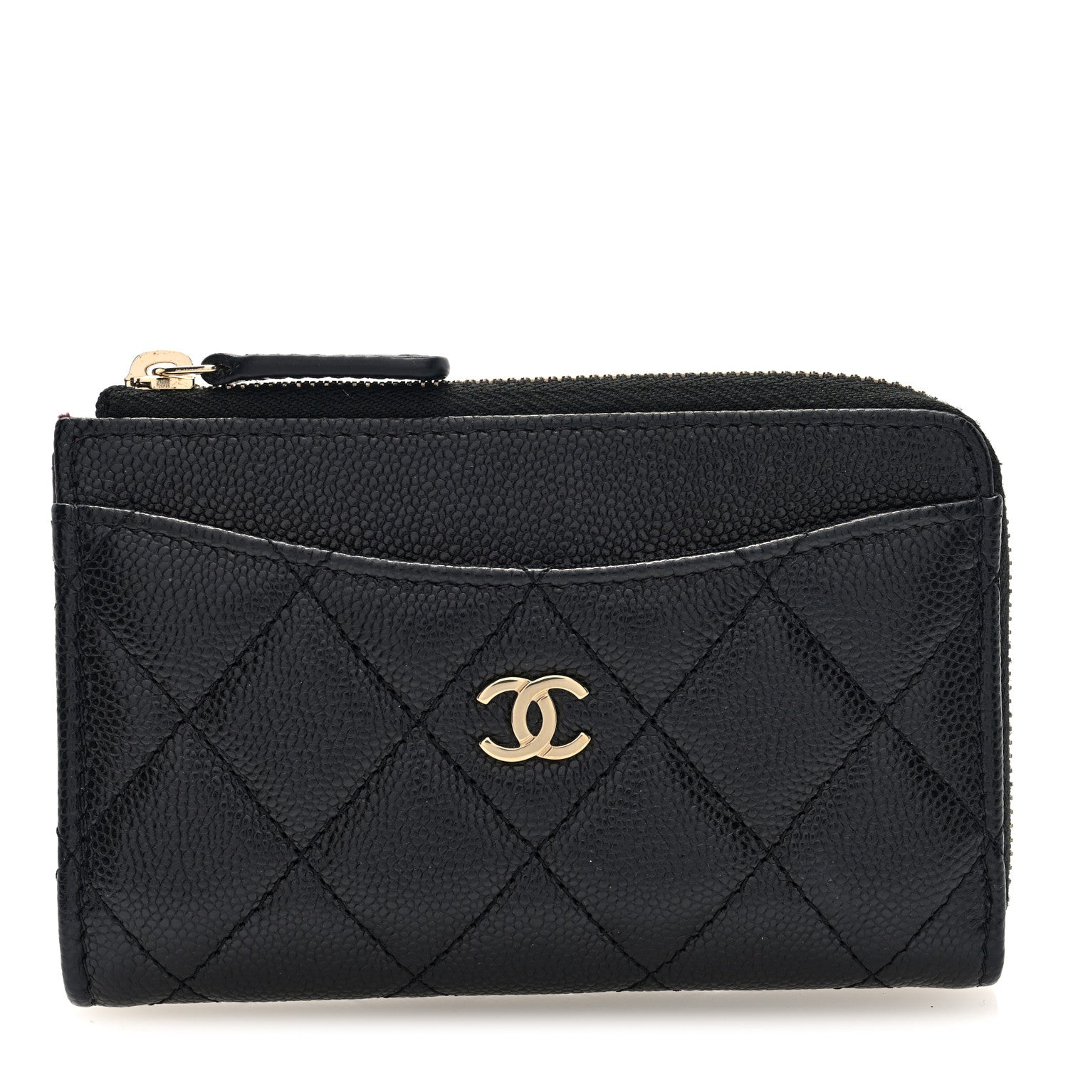 Chanel Caviar Quilted CC Zip Around Card Holder Black 1 of 8