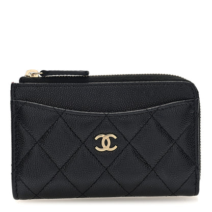 Chanel Caviar Quilted CC Zip Around Card Holder Black 1 of 8