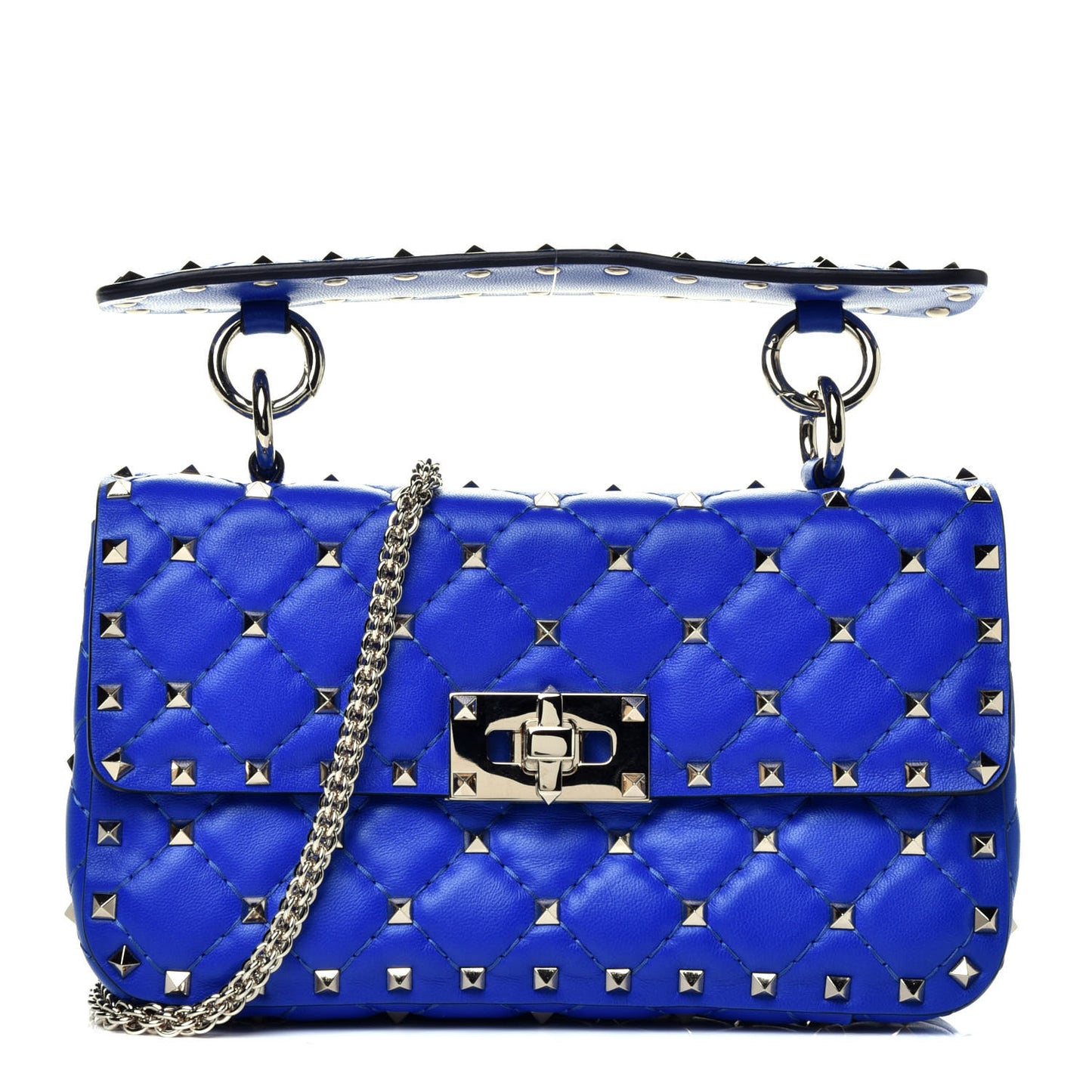 Nappa Small Rockstud Spike Shoulder Bag Acid Blue