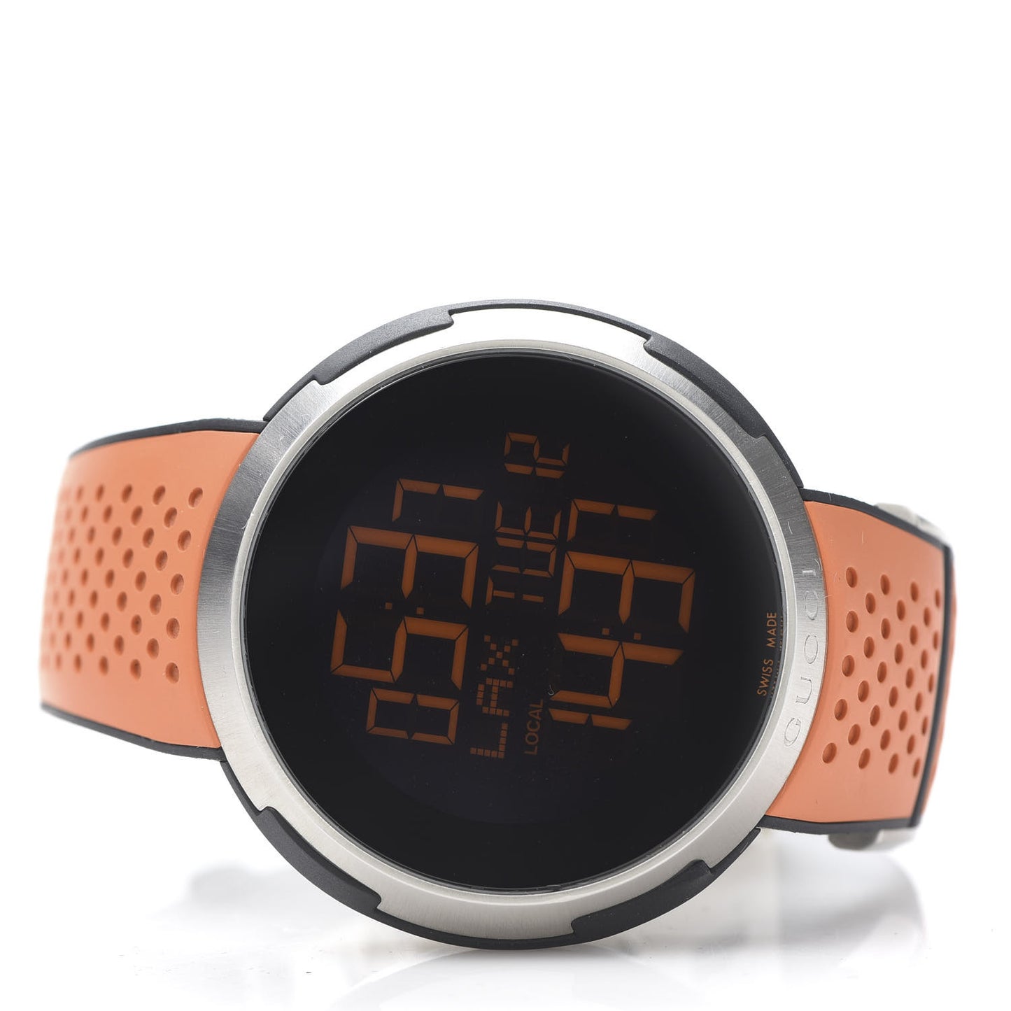 Stainless Steel Rubber 49mm Digital I-Gucci Sport Watch Black
