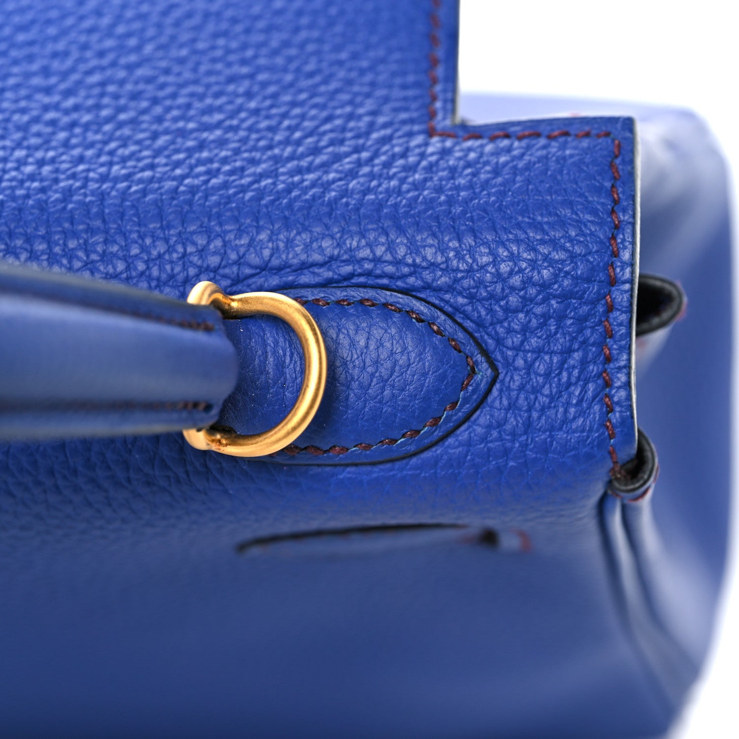 Hermes Togo Horseshoe Kelly Retourne 25 Bleu Electrique Bordeaux 10 of 38