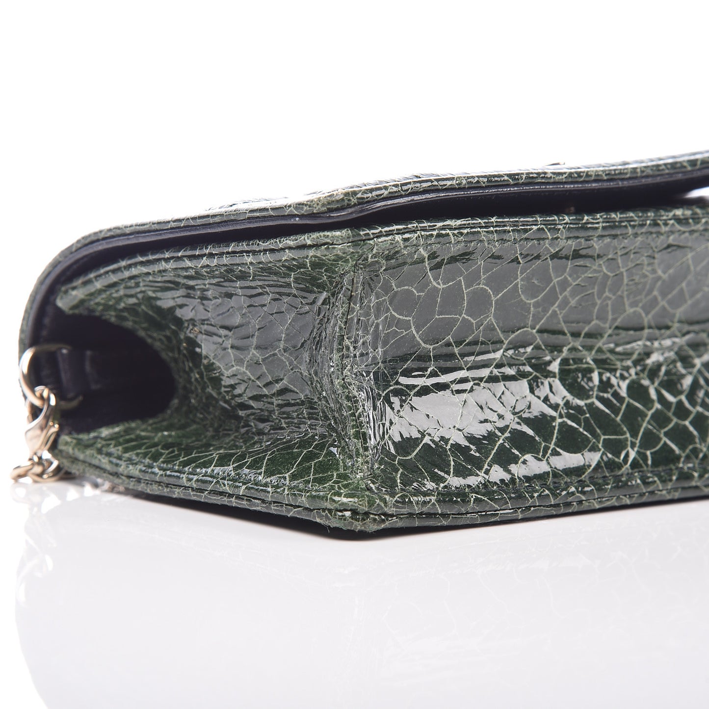 Ceramic Effect Deerskin Baby Diorama Flap Bag Green