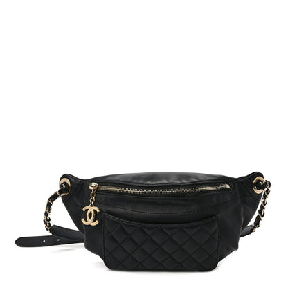 Chanel Lambskin Quilted Waist Bag Fanny Pack Black 1 of 10