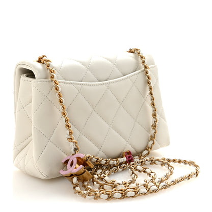 Chanel Shiny Lambskin Quilted Enamel CC Small Flap White 3 of 11