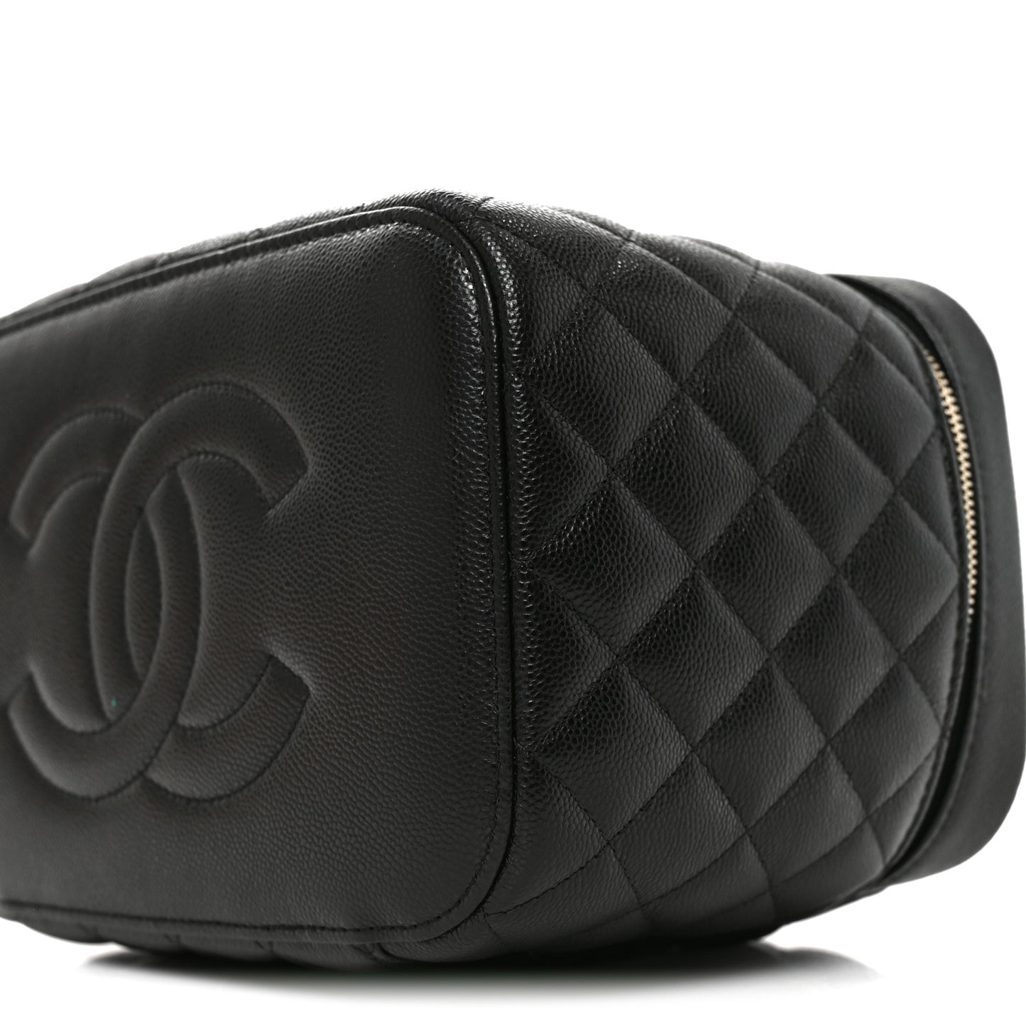 Caviar Quilted Large Vanity Pouch Black