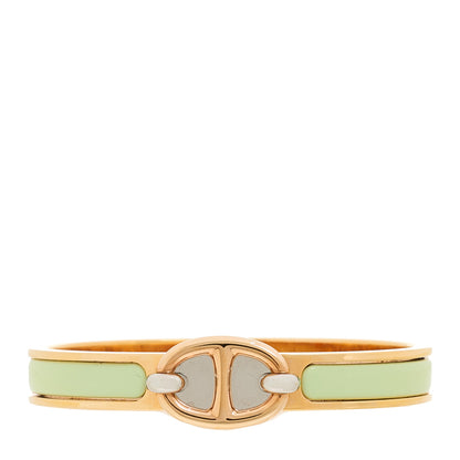 Hermes Enamel Mini Farandole Clic Chaine D'Ancre Bracelet Vert Amande 1 of 5