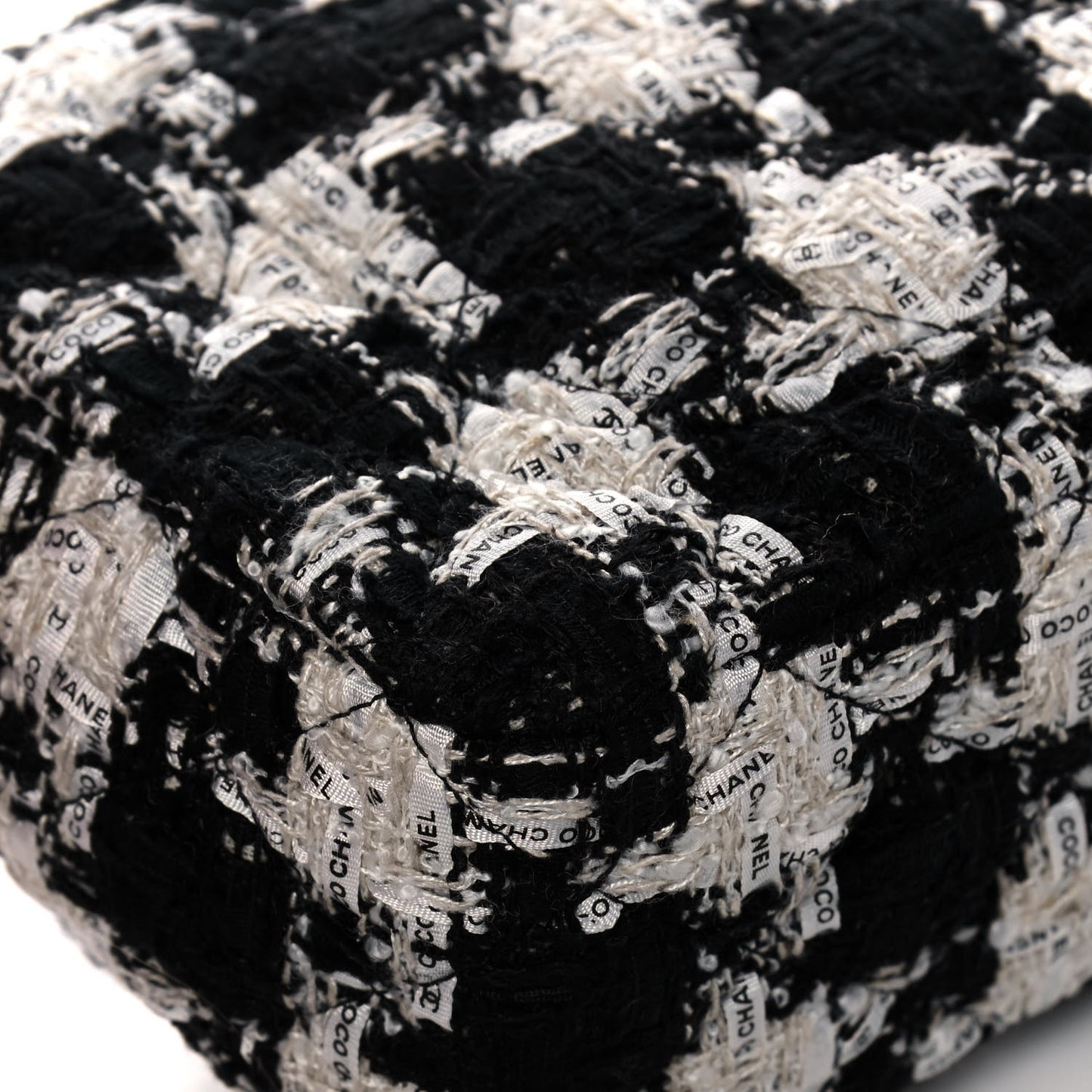 Tweed Quilted Mini Rectangular Flap Black Ecru White