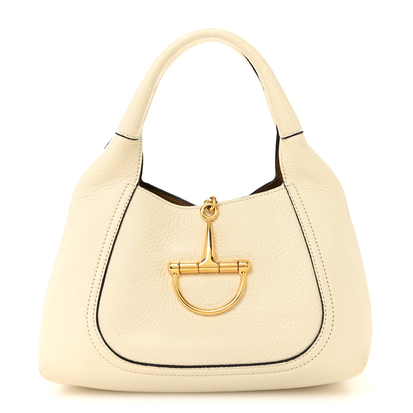 Grained Calfskin Softbit Medium Shoulder Bag White