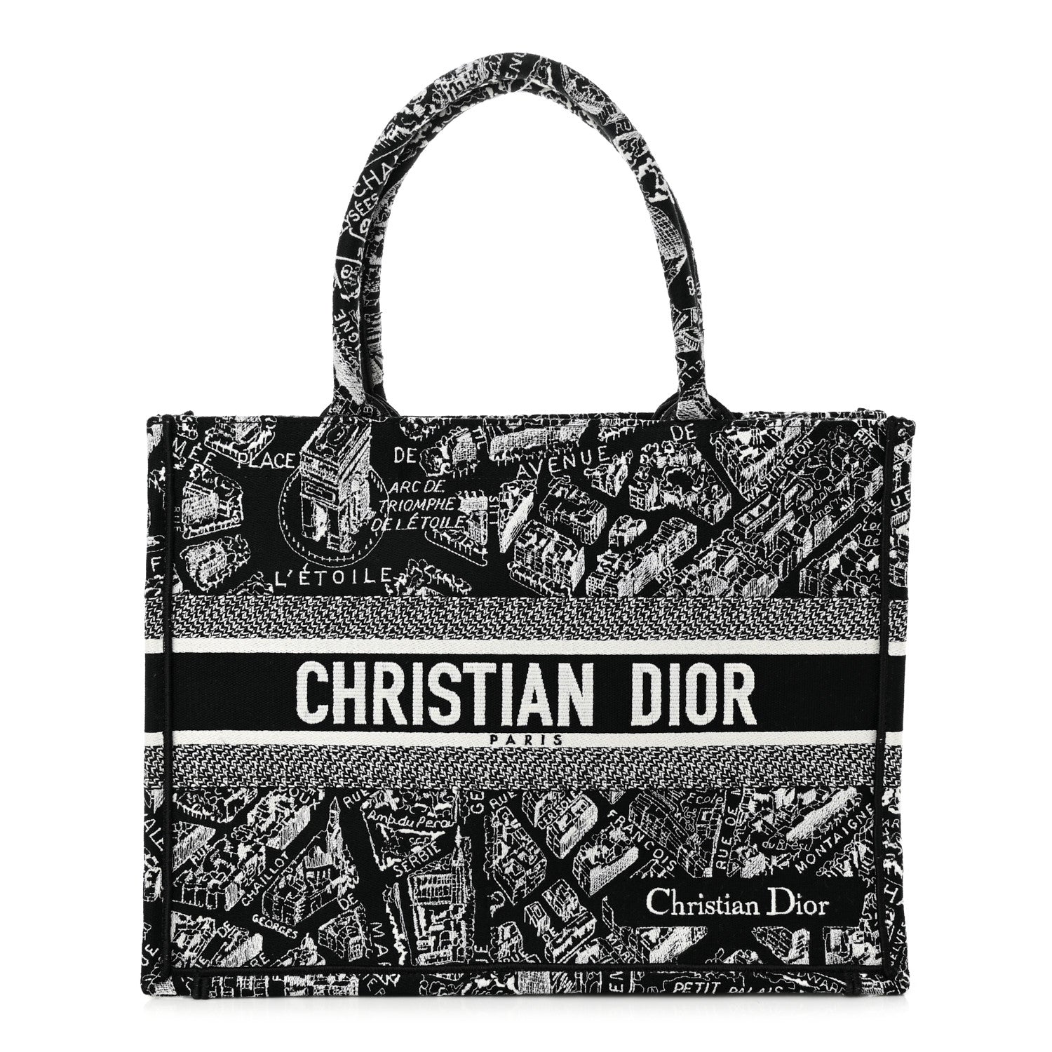 Christian Dior Canvas Embroidered Medium Plan De Paris Book Tote
