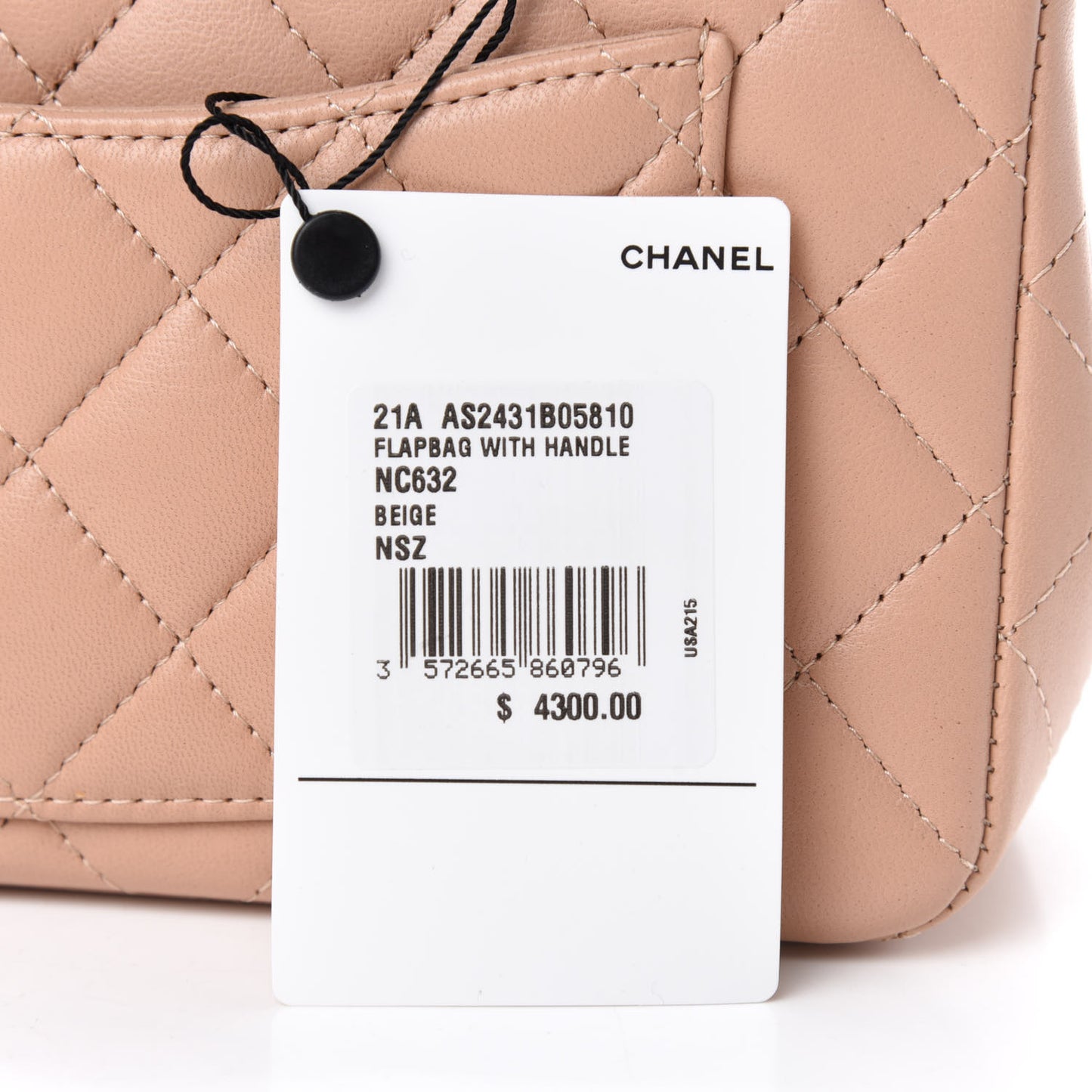 Lambskin Quilted Mini Top Handle Rectangular Flap Beige