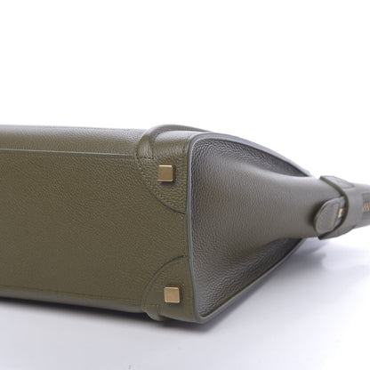 Celine Drummed Calfskin Micro Luggage Dark Olive 11 of 11