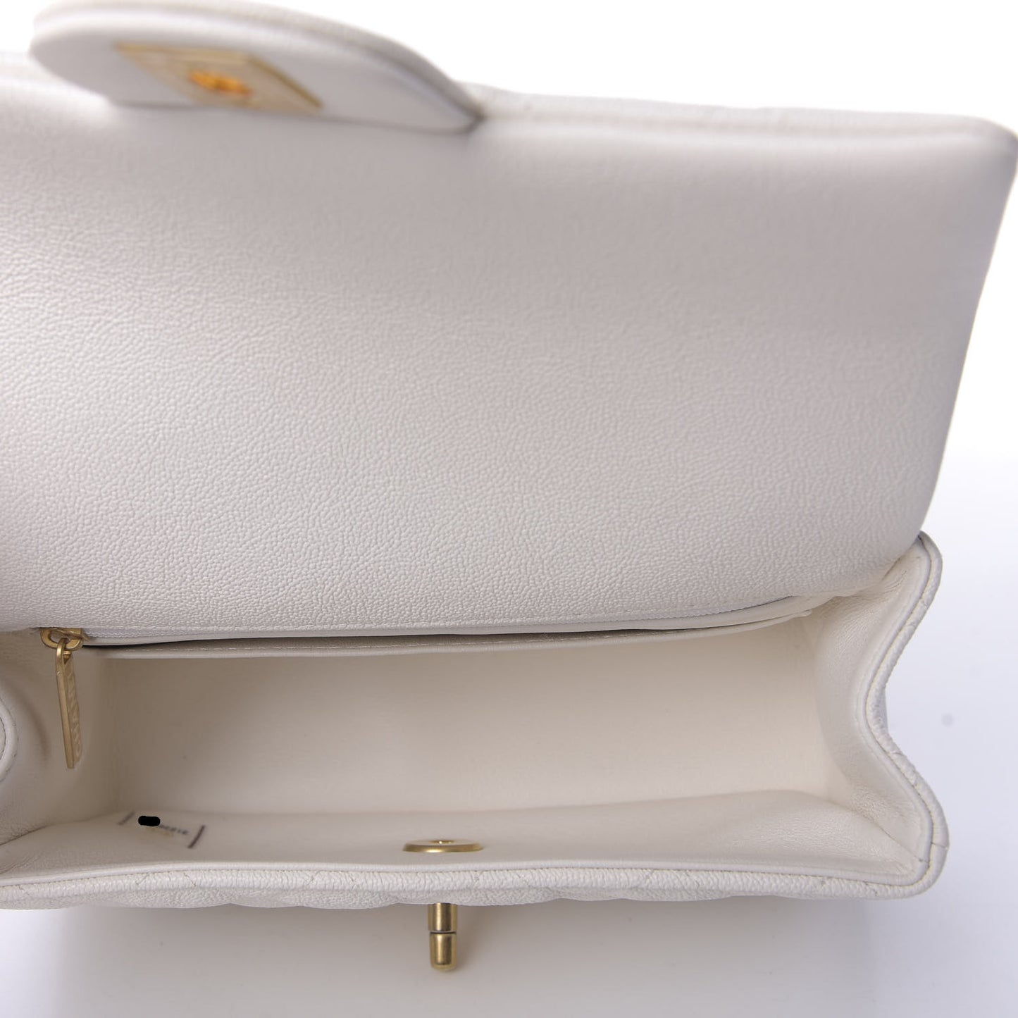Caviar Quilted Mini Top Handle Rectangular Flap White