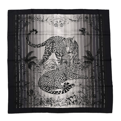 Hermes Silk Jungle Love Rainbow Scarf 90 Black Gris White 1 of 6