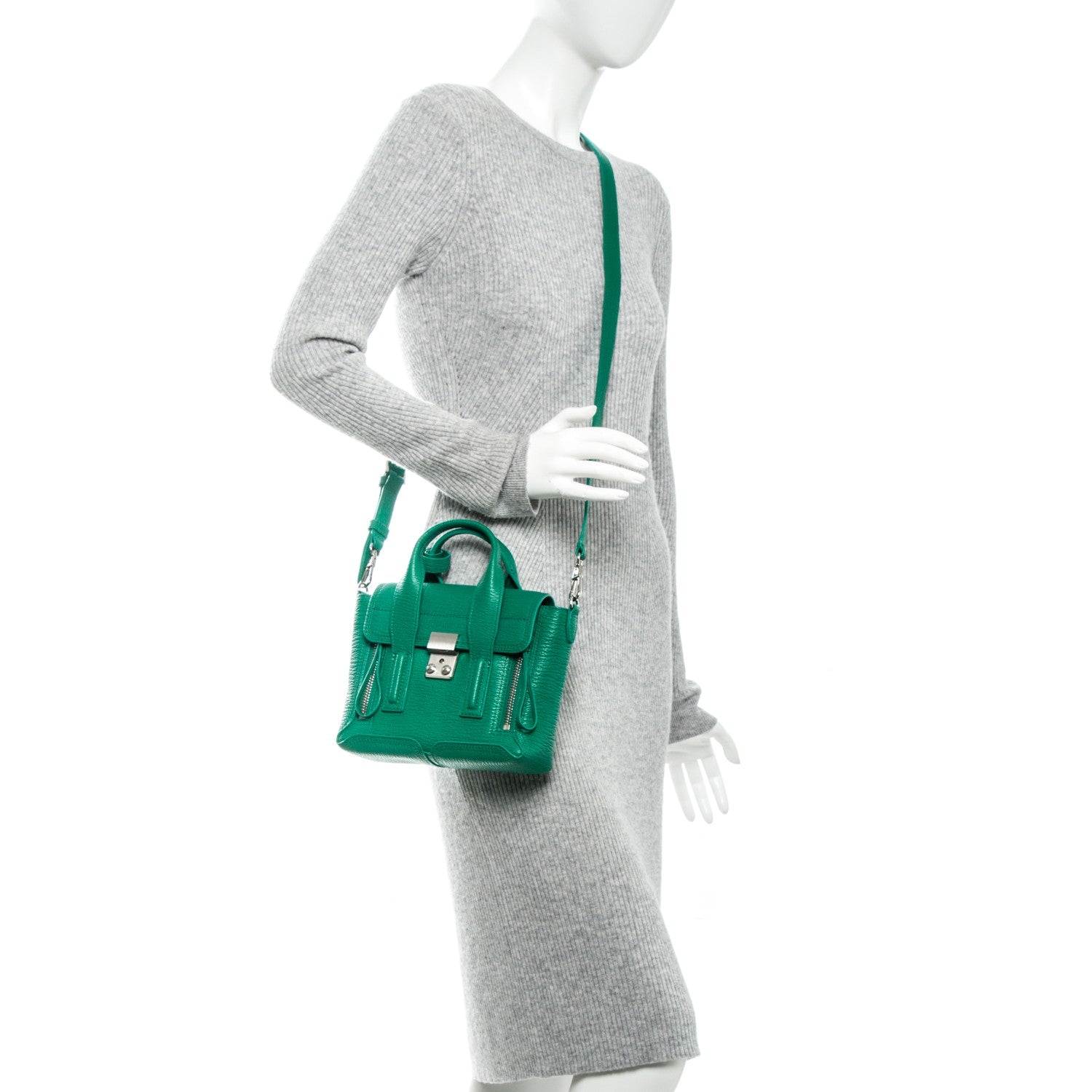 3.1 Phillip Lim 3.1 Textured Calfskin Mini Pashli Satchel Emerald 2 of 6