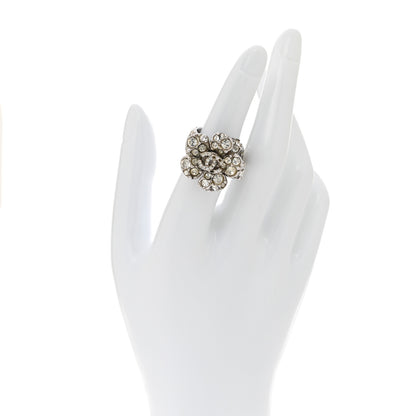 Chanel Crystal Camellia CC Ring Silver 2 of 5