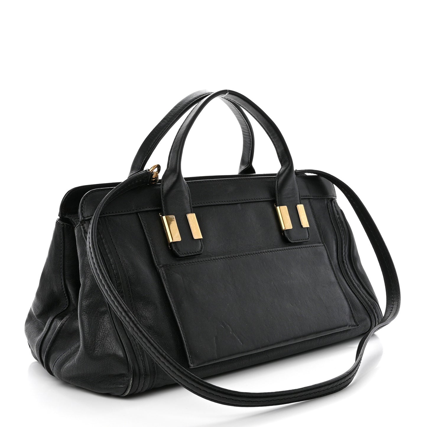 Calfskin Goatskin Medium Alice Satchel Black