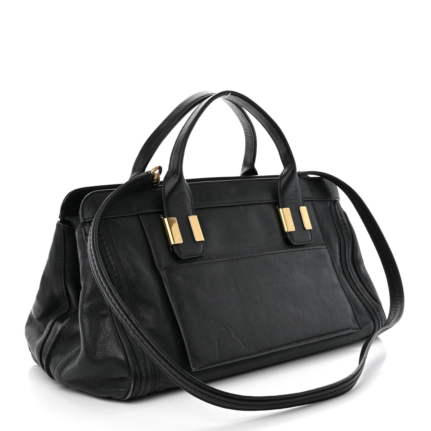 Chloe Calfskin Goatskin Medium Alice Satchel Black 3 of 12