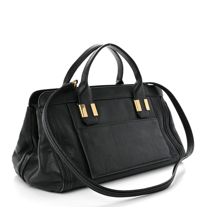 Chloe Calfskin Goatskin Medium Alice Satchel Black 3 of 12