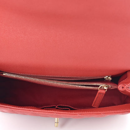 Chanel Caviar Lizard Embossed Quilted Small Coco Handle Flap Red 5 of 10