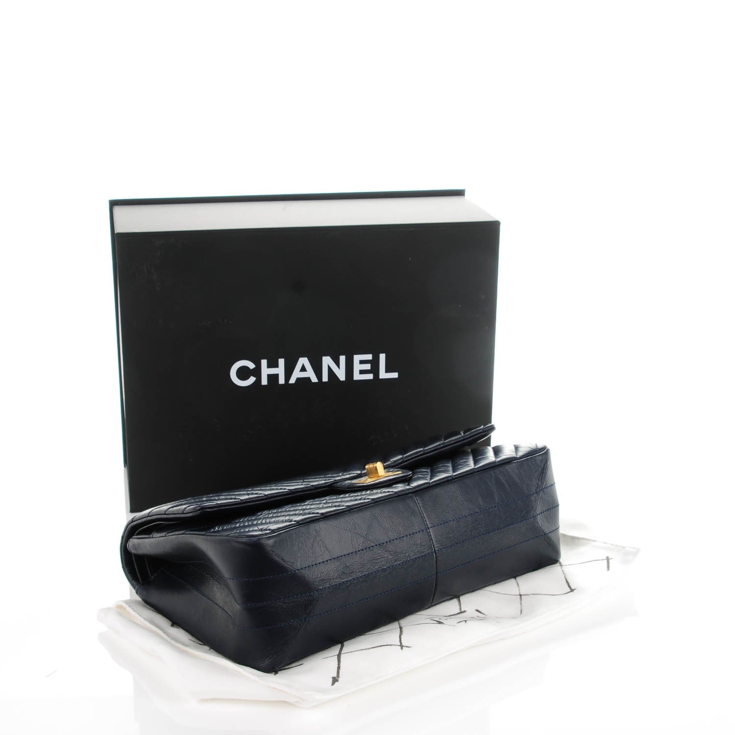 Chanel Aged Calfskin Chevron Quilted 2.55 Reissue 226 Flap Navy 4 of 7