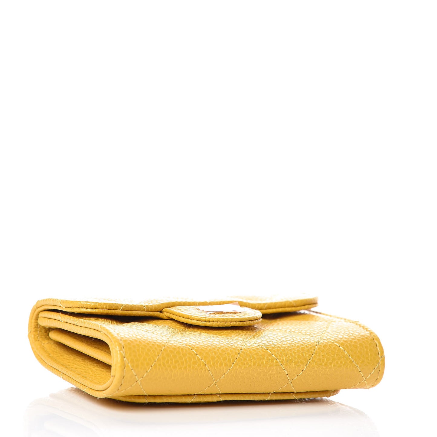 Caviar Quilted Flap Card Holder Wallet Yellow
