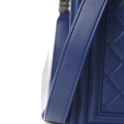 Chanel Lambskin Quilted New Medium Boy Flap Dark Blue 10 of 11