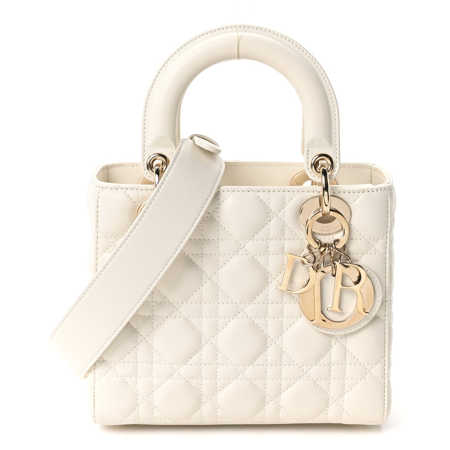 Lambskin Cannage Small My ABCDior Lady Dior White