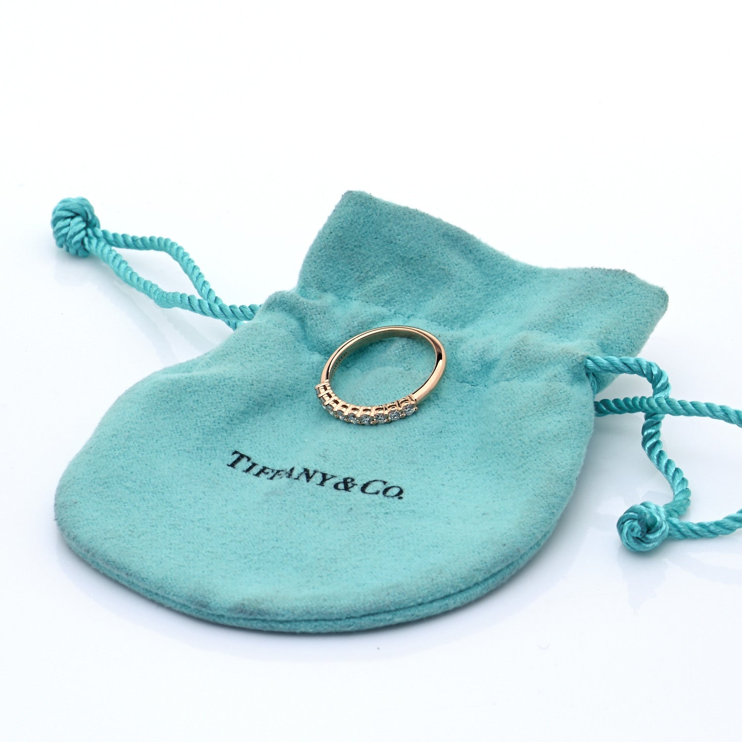 Tiffany 18K Rose Gold Diamond 2.2mm Half Circle Embrace Band Ring 52 6 7 of 7