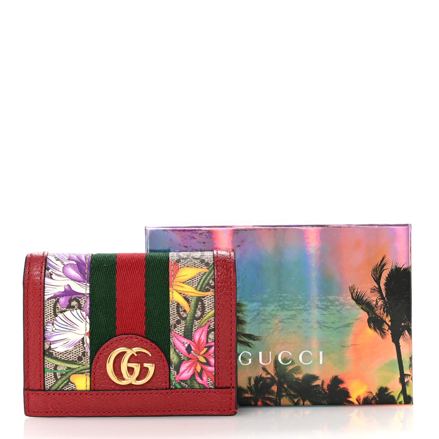 Gucci GG Supreme Monogram Flora Web Ophidia Card Case Red 9 of 9