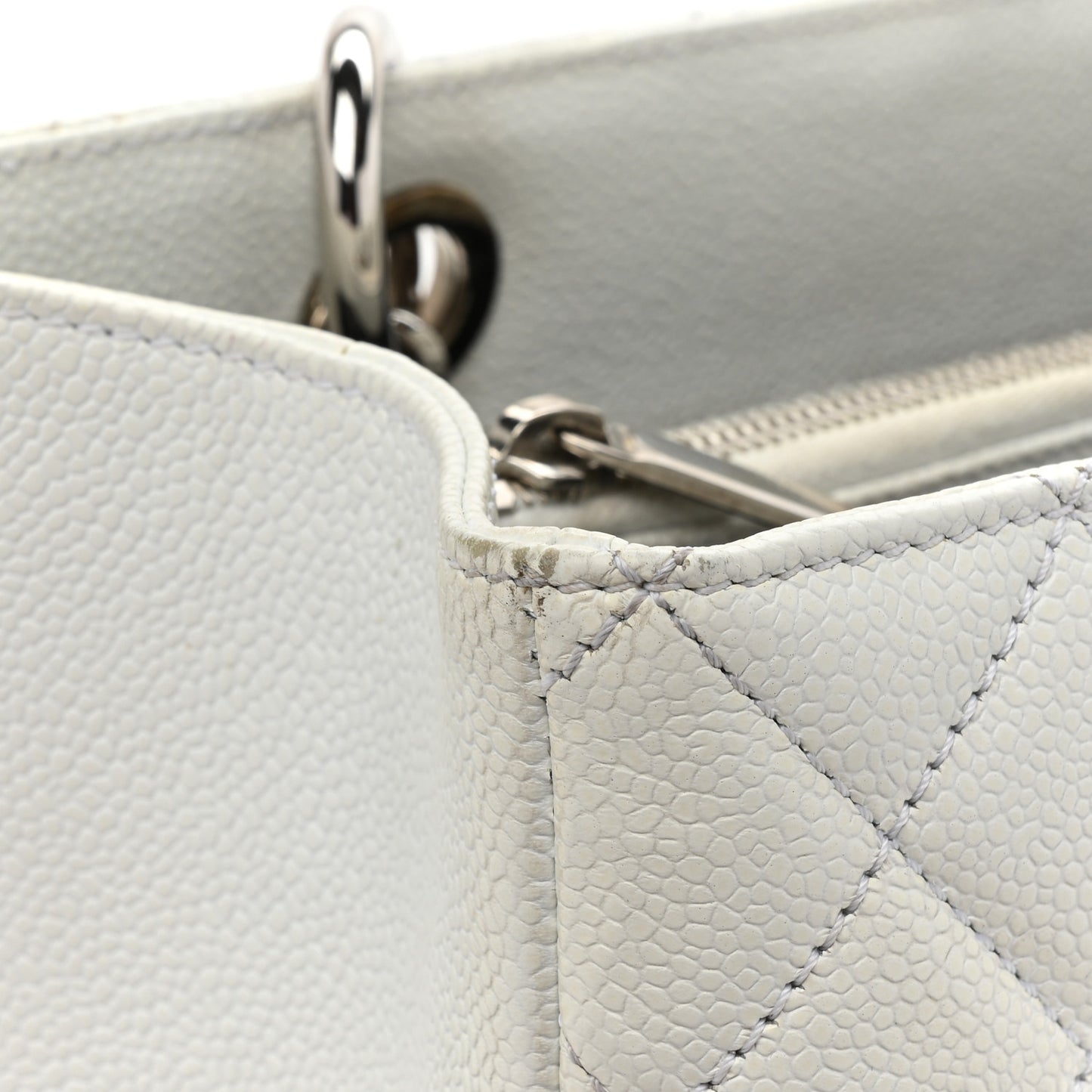 Caviar Quilted Grand Shopping Tote GST White