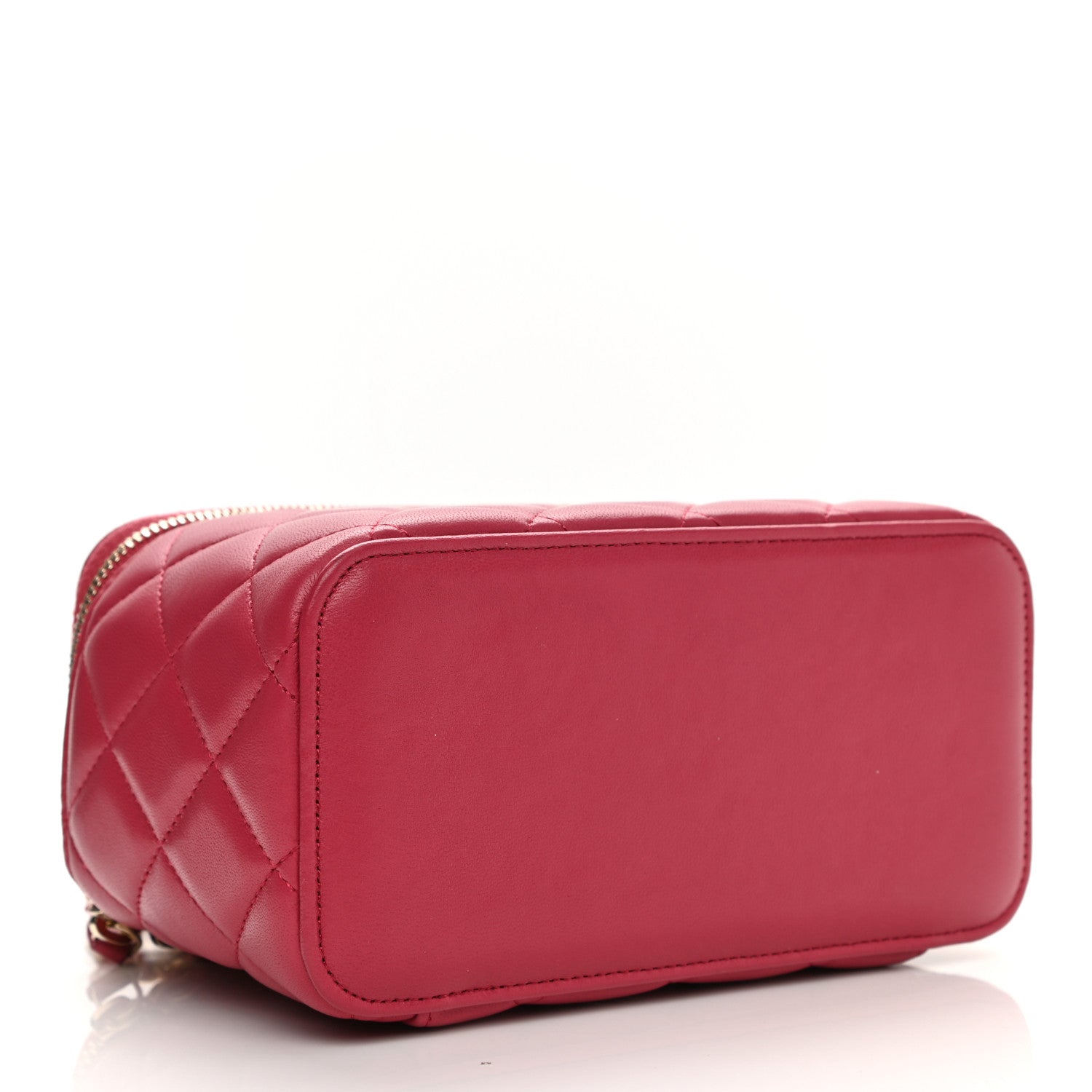 Chanel Lambskin Quilted Small Top Handle Vanity Case With Chain Dark Pink 4 of 11